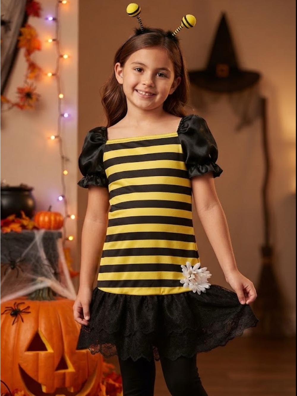 Brand unknown girls Bumblebee costume dress sz M